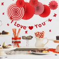 thumbnail image 3 of 12PCS Party Hanging Paper Fans Set, Fiesta Round Pattern Paper Garlands Decoration Party Supplies for New Year Baby Shower(Red), 3 of 4