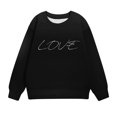 thumbnail image 4 of Tao Tao Kids Girls Boys Casual Crewneck Sweatshirt Letter Graphic Prints Blouses Long Sleeve Tops Cute Pullover Loose Fit For Valentines Day Black 2 Years, 4 of 7