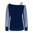 thumbnail image 3 of Womens Shirts Sequin Tops for Women Blue Long Sleeve Sparkly Shirt Glittery Top Elegant Tops Holiday Outfit, 3 of 4