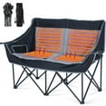 thumbnail image 3 of ABORON Oversized Heated Double Camping Chair, Folding 2 Person Camping Chair Loveseat, Fully Padded Duo Chair Camping Couch with 3 Heat Levels, Portable Double Lawn Chairs, Outdoor Camping Bench, 3 of 10