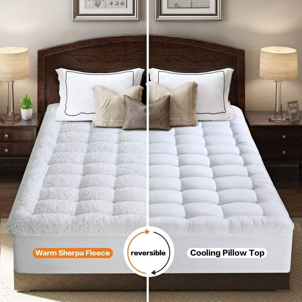 Mattress Pad 400TC Pillow Top Cooling Mattress Topper Reversible