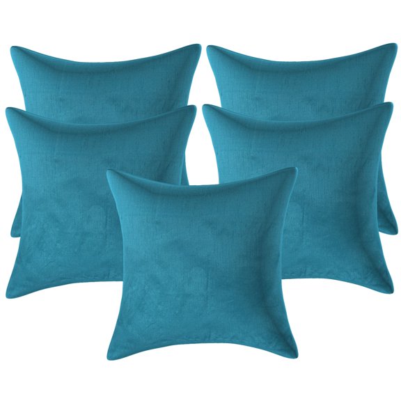 Stylo Culture Ethnic Couch Throw Pillow Covers 16x16 Solid Turquoise Modern 40x40 cm Living Room Toss Pillow Case Polydupion Solid Square Cushion Covers | Set Of 5
