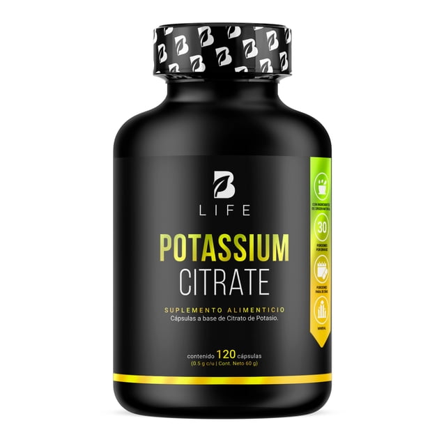 Citrato de Potasio B Life 120 Cápsulas 800 mg Ingredientes Naturales