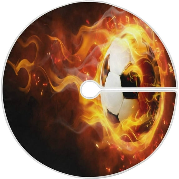 FMSHPON Baseball Football Fire Xmas Christmas Tree Skirt Stand Mat for Holiday Party Decoration Indoor Outdoor 48 inches