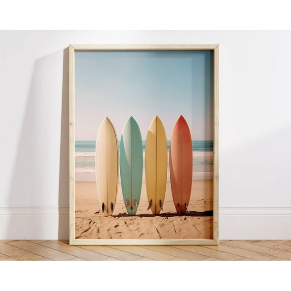 Surfboard Print, Tropical Coast Wall Art, Modern Beach Print, Surfboard Decor, Beach House Decor, Boho Surfboard Print Wall Art, Modern Wall Decor, 8x12 UNFRAMED