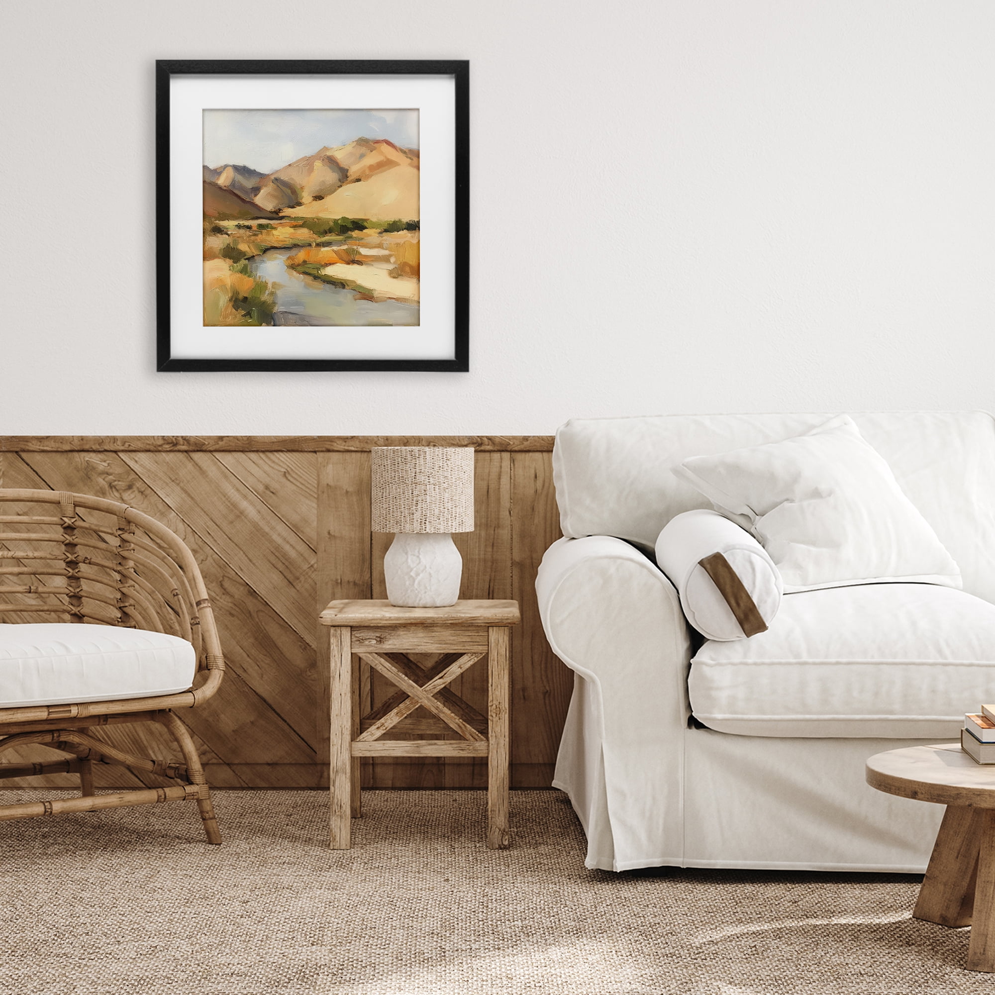 Stupell Industries Wispy Desert River Black Framed Print Under Glass, design by Petal Prints Design