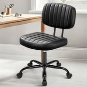 MCQ Armless Office Desk Chair with Comfy Lumbar Support, Adjustable Height Rolling Swivel Computer Task Chair, Black