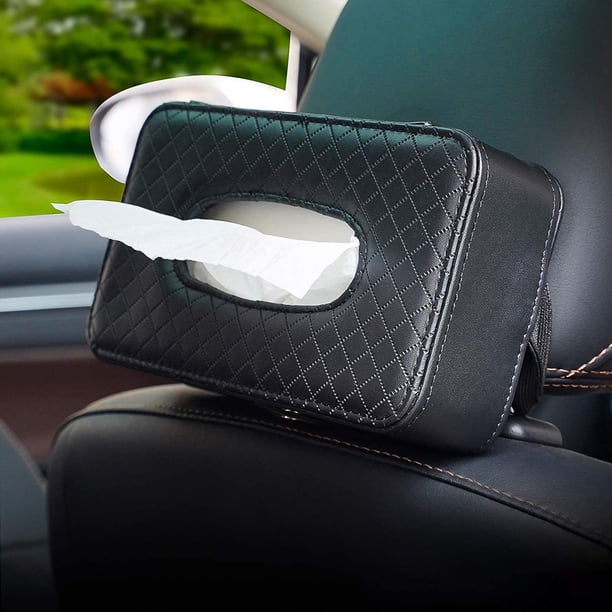 Soporte para pañuelos de coche, soporte para máscara para coche, soporte para pañuelos de asiento trasero de piel sintética, dispensador de toallitas para visera de coche, soporte para pañuelos de coc