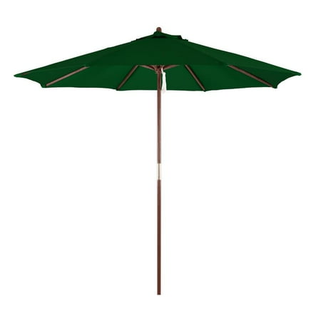 Astella 9' Patio Market Umbrella in Poylester with Bronze Wood Pole Wood Ribs Pulley Lift