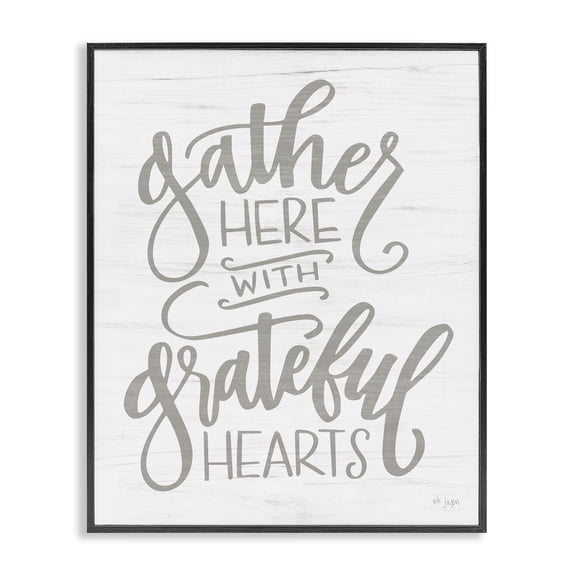 Stupell Industries Rustic Lodge Gather Here Family Grey White Word Design Black Framed Giclee Art, 11 x 14, by Jaxn Blvd.