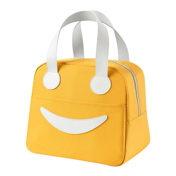 Almacenamiento Para El Almuerzo Sonrisa Poliéster Preservación Térmica Aislamiento De Enfriamiento Bolsa De Mano Bolsa De Almuerzo Contenedor Para Viajes De Oficina Picnic 23.5 * 20.5 * 14 Cm Bolsa Guardurnaity HA027859-02
