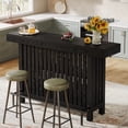 thumbnail image 3 of Tribesigns 63" Bar Table with 2-Tier Shelf, Industrial Counter Height Pub Table with Metal Footrest, Large Home Bar Unit for Kitchen, Basement, Black, 3 of 8