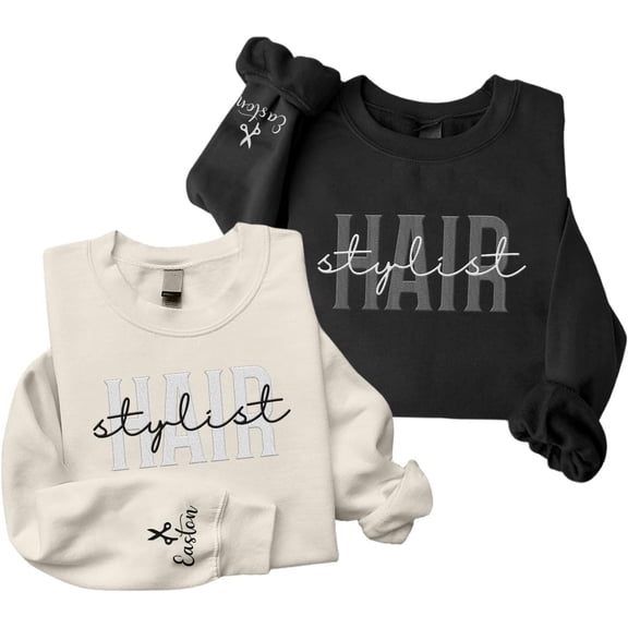 Personalized Embroidered Hair Stylist Sweatshirt, Hairdresser Salon Hoodie, Hair Stylist T -Shirt, Gifts For Barber (DefaultTitle, S)