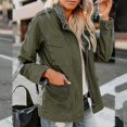 thumbnail image 3 of Ladies Snap Buttons Military Jacket Streetwear Fall Coat Long Sleeve Utility Jackets, 3 of 3