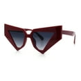 thumbnail image 4 of Womens Geometric Bold Chunky Triangular Cat Eye Plastic Fashion Sunglasses Red - Smoke, 4 of 8