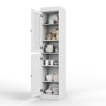 thumbnail image 2 of 100% Solid Wood 16.5" Pantry Cabinet with Frosted Glass & Solid Wood Door, Adjustable Shelves, White, 2 of 6