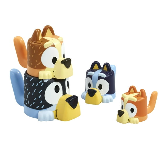 Toomies Bluey's Family Pourers - Including Chilli, Bandit, Bingo, and Bluey - Nesting and Stacking Cups for Bath Time - 4 Count - Ages 18 Months and up