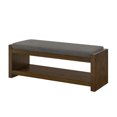 thumbnail image 3 of GZXS Mid Century Modern Accent Bench, Wooden Storage Shoe Bench Ottoman with Open Shelf and Granite Color Seating Cushion, 47"L x 16.25"W x 18.5"H, 3 of 7