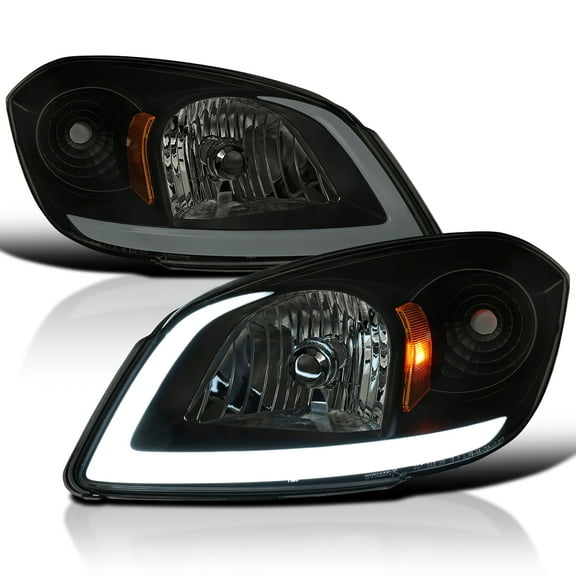 Spec-D Tuning LED Black Smoke Headlights w/ DRL Compatible with 2005-2010 Chevy Cobalt, 2005-2006 Pontiac Pursuit, 2007-2009 Pontiac G5, Left   Right Pair Headlamps Assembly