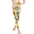 thumbnail image 2 of DISNIMO Sunflower Butterfly Yoga Pants Leggings for Women Print, Soft High Waisted Yoga Pants Tummy Control, Breathable Workout Leggings for Yoga Gym, Beige, XL, 2 of 6