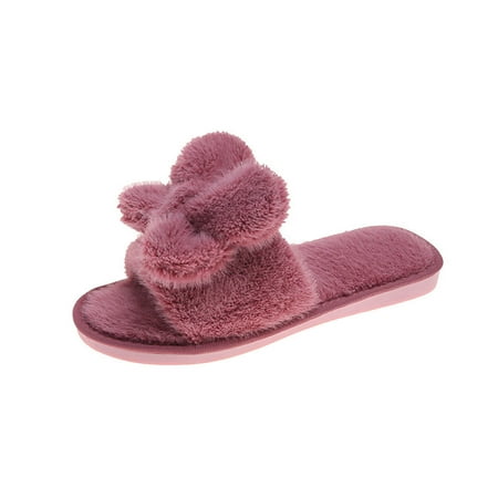 

Youmylove Women Slide Slippers Fashion Outer Wear Flip-Flops Warm Bowknot Casual Cotton Slippers Leisure Comfort Cozy Daily Walking