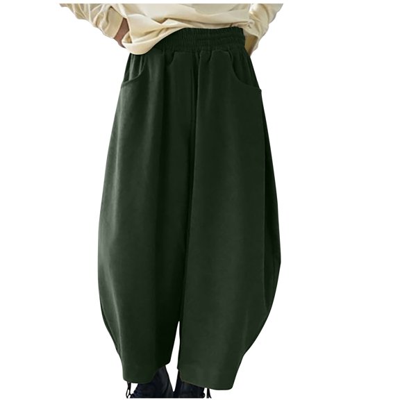 Turilly Pant for Women Fashion Versatile Women's Solid Color Radish Pants Wide Leg Harlan Pants Long Pants