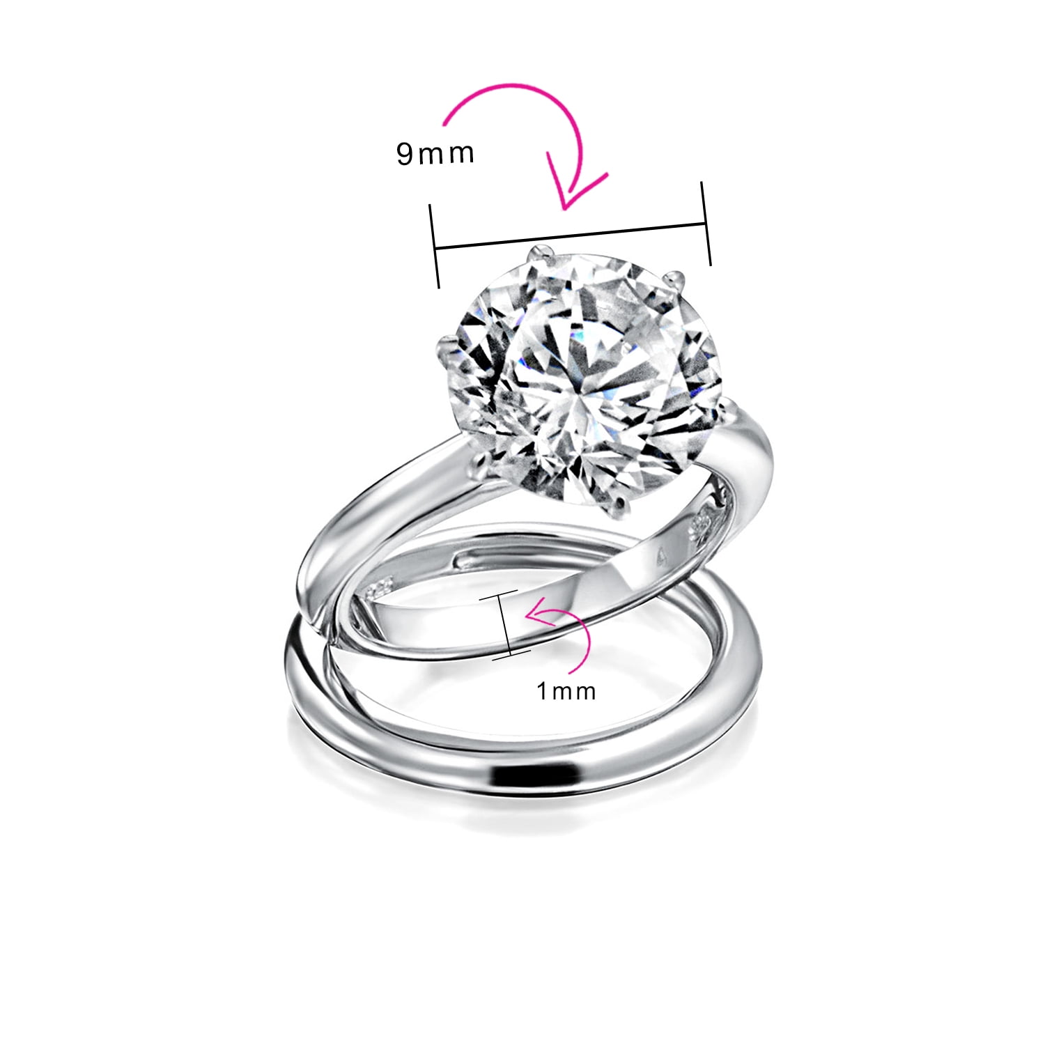 5mm Round cut CZ Silver Solitaire Engagement Wedding Ring Women Fashion Jewelry