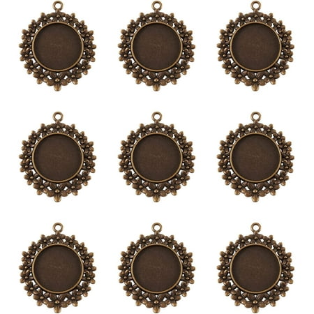 

10pcs 25mm Vintage Tibetan Style Alloy Pendant Cabochon Bezel Settings Nickel Free Antique Bronze Flat Round Tray