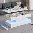 thumbnail image 1 of Noble House Modern Coffee Table with LED & Hydraulic Lift Hidden Storage,Multifunctional Table for Living Dining Office,White, 1 of 18