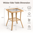 thumbnail image 4 of Tcbosik Rattan Patio Side Table, 2-Tier Wicker Bistro Table with Glass Top, Bistro Table with Storage Shelf for Outdoor, Backyard, Porch, Balcony, Patio, Beige, 4 of 9