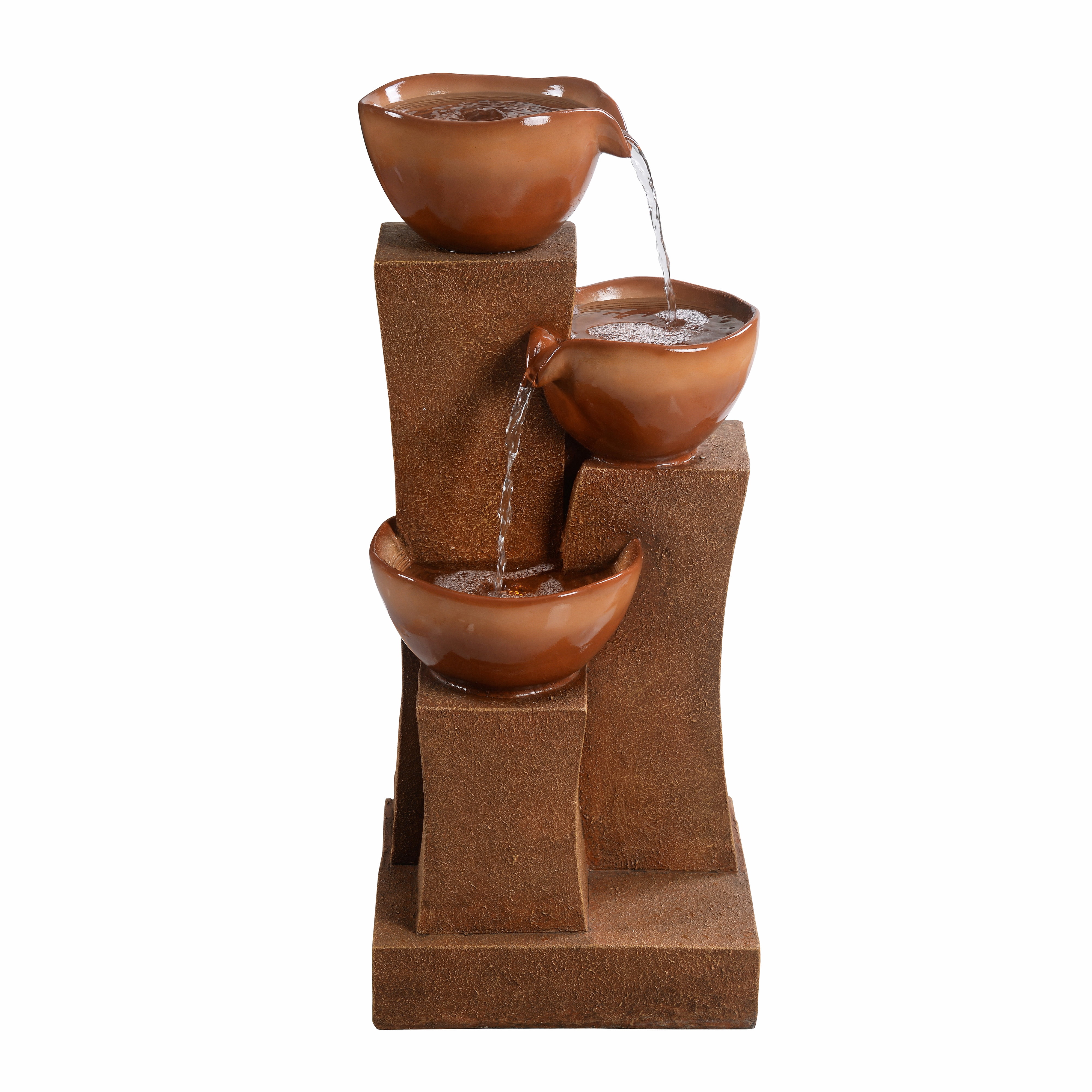 Teamson Home 3-Tier Outdoor Water Fountain with LED Lights, Brown