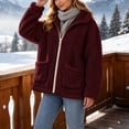 thumbnail image 6 of Luvrsol Winter Jackets for Women Lapel Full Zip Fleece Teddy Jacket Loose Fit Warm Fluffy Sherpa Coat, Wine S-2XL, 6 of 7