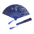 thumbnail image 2 of Fan de Mariage Main Pliant Fan Groupe Bleu Décoratif Fan de Danse Design Rationalisé, 2 of 8