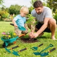 thumbnail image 3 of KOPPOP Kids Gardening Tool Set 7PCS with Wheelbarrow, gardening gifts Lightweight Plastic Short-Handle (28.3") for Garden, Patio, and Outdoor Use, Green, 3 of 6