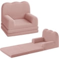 thumbnail image 1 of Para niños' 2-in-1 convertible sofa chair in rosa - soft teddy fleece fabric, fold-out couch lounger, perfect para playroom, nursery, o as a birthday gift, 1 of 7