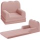 thumbnail image 1 of Para niños' 2-in-1 convertible sofa chair in rosa - soft teddy fleece fabric, fold-out couch lounger, perfect para playroom, nursery, o as a birthday gift, 1 of 7