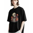 thumbnail image 5 of Men's T-Shirt Retro Flower Poppy Skeleton Skull Short Sleeve Casual Tee Classic Crew Neck T-Shirt for Men, XL, 5 of 7