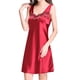 thumbnail image 1 of Gibobby Pijamas para mujer Pijama de seda helada para mujer, camisón Sexy de verano de gama alta con almohadilla para el pecho, Color sólido(Rojo,XL), 1 of 5