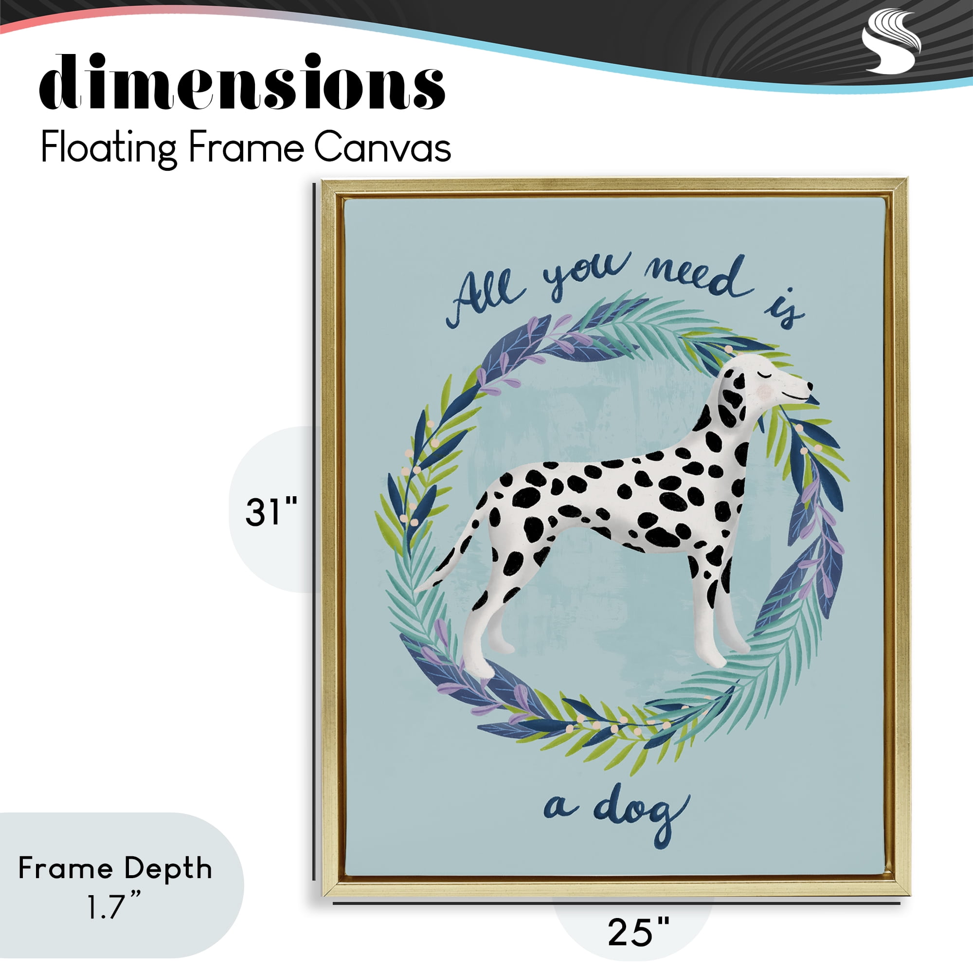 Stupell Industries All You Need Is A Dog Gold Framed Floater Canvas Wall Art, design by Metka Hiti