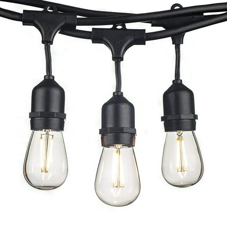 Led Outdoor Hanging Lights Rybozen LED Outdoor String Lights 30Ft with 9 Hanging Sockets Cafe Vintage Bistro Weatherproof Strand for Porch Patio Garden 2W ()