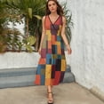 thumbnail image 3 of Modern Art Colorful Squares Dress Summer Street Style Bohemia Long Dresses Female Sleeveless Printed Maxi Dress, 3 of 9