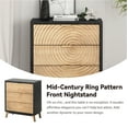 thumbnail image 5 of COZAYH Modern Farmhouse Living Room Nightstand, Drawer with Handcrafted Wood Ring Motif, 3-Drawer Black Nightstand, 5 of 9