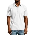 thumbnail image 5 of IhhxPro Men's Short Sleeve Collared Shirt with Button Detail Solid Color Button-Up Tee Casual Summer Lightweight Cotton Fit Office Golf S-2XL, 5 of 6