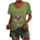 thumbnail image 1 of Camisetas Casuales de las Mujeres Gradiente Día de la Independencia Impreso Cuello Redondo, Blusa de Manga Corta para Diario, Fiesta Y Primavera Verano, 1 of 3
