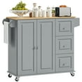 thumbnail image 1 of HOMCOM Îlot de Cuisine sur Roulettes Chariot de Cuisine avec Abattant Tiroirs, Gris, 1 of 2