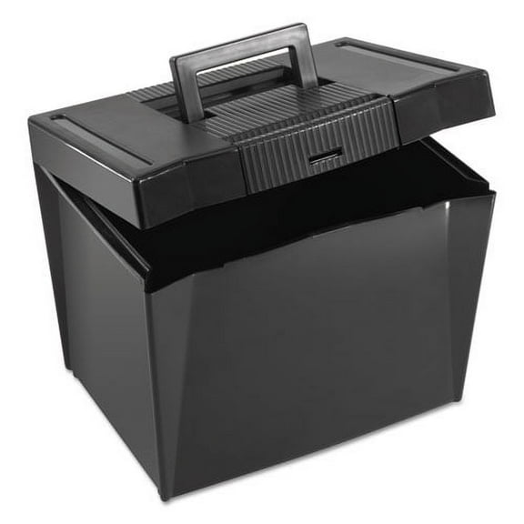 "Portable Letter Size File Box, Letter Files, 13.5"" X 10.25"" X 10.88"", Black | Bundle of 2 Each"