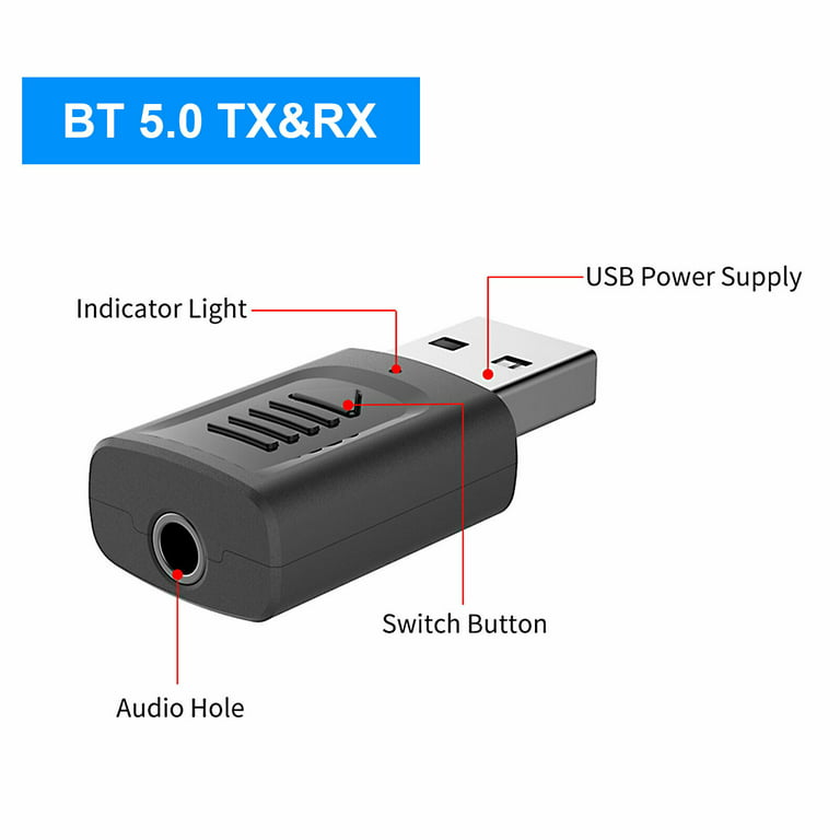 Bluetooth Receiver Transmitter, 4in1 Mini USB Bluetooth 5.0 Audio  Transmitter & Wireless Bluetooth 3.5mm Aux Adapter Receiver for Car/Home  Stereo