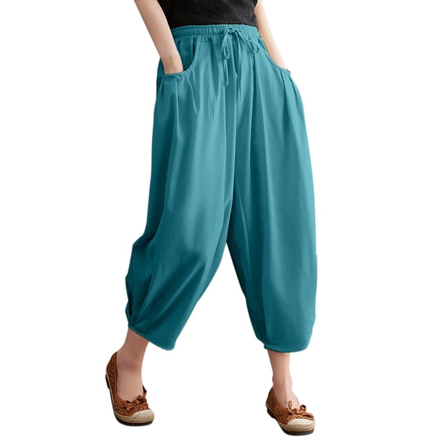 Pantalones Casuales Gibobby para Mujer Liso Azul XXL