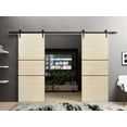 thumbnail image 3 of Sturdy Double Barn Door 48 x 84 inches with | Planum 0014 Natural Veneer with Frosted Glass | 13FT Rail Hangers Heavy Set | Solid Panel Interior Doors, 3 of 6