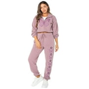 Celebrity Pink Juniors Set Half Zip Sweater and Boyfriend Jogger Set with Butterfly Print, Sizes XS-XXXL